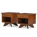George nakashima 1905  1990 widdicomb pair of origins nightstands grand rapids mi 1950s walnut brass remnants of upholstery labels 21 12 x 22 x 21