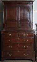 19th C English Oak Linen Press