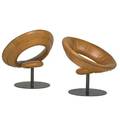 Ricardo fasanello 1930  1993 pair of anel chairs brazil 1990s leather enameled steel raised designer initials 26 x 30 x 30