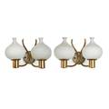 Arredoluce pair of sconces monza italy 1950s brass frosted glass two sockets stamped made in italy arredoluce monza 6 12 x 9 12 x 6 12
