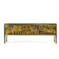 Bernhard rohne b 1944 mastercraft cabinet decorated with kanji script usa 1980s etched patinated and enameled bronze etched signature 30 x 78 12 x 21 14