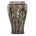 Auguste delaherche 1857  1940 glazed stoneware vase incised with floral pattern paris france ca 1893 circular stamp 6720 12 x 7 provenance collection of robert a ellison new york