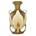 Riessner stellmacher  kessel amphora vase with leaves and four handles turnteplitz bohemia ca 1900 stamped amphora austria crown 3947 42 10 14 x 5 12 provenance collection of robert