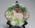 Majolica Bread Plate with Dog