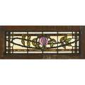 Arts  crafts zinc and slag glass window with rose usa 1900s in original frame unmarked frame 14 14 x 36