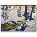 William rice 1873  1963 color woodblock print on handmade paper the thaw california matted pencil signed and titled image 8 34 x 12