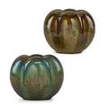 Fulper two bell pepper vases flambe glazes flemington nj 191020s vertical racetrack marks 4 x 4 12 provenance sold by the los angeles county museum of art to benefit future acquisitions