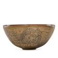 Edwin scheier 1910  2008 mary scheier 1908  2007 large early glazed ceramic bowl with figures incised scheier 5 14 x 11 14