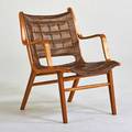Peter hvidt fritz hansen armchair denmark 1960s birch and leather branded