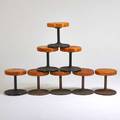 Ilmari tapiovaara attr set of eight caribe stools usa 1970s enameled steel laminated solid maple unmarked 19 x 17 12 dia