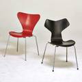 Arne jacobsen fritz hansen two side chairs denmark 1960s painted wood chromed steel plastic embossed marks 31 x 19 x 20 12