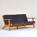 Hans wegner getama sofa denmark 1960s maple upholstery unmarked 27 x 66 12 x 32