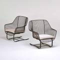 Russell woodard pair of sculptura cantilever lounge chairs usa 1960s enameled steel unmarked 32 x 33 x 30
