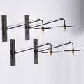 Contemporary lighting set of four oversized industrial style swingarm sconces usa ca 1990s patinated and chromed steel spun brass all marked luminaire 23 x 55 x 15 12