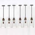 Contemporary lighting set of six industrial style pendant lamps usa ca 1990s patinated steel and brass blown and enameled glass unmarked 37 x 7 34 dia