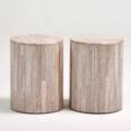 Maitland smith pair of cylinder side tables usa 1980s marble unmarked 18 12 x 14 dia