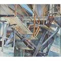 Kass morin freeman american b 1944  watercolor of factory stairs near monterey fish co framed signed 31 14 x 33 58 sheet