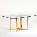 Style of mastercraft dining table usa 1980s polished brass glass unmarked 29 12 x 60 x 40