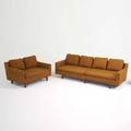 Edward wormley dunbar two sofas berne id 1960s walnut upholstery embroidered decking long 29 x 92 x 35 short 29 x 50 x 35