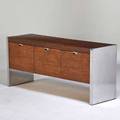 Roger sprunger dunbar cabinet with three file drawers berne in 1970s chromed steel rosewood brass dlabel 27 x 61 x 18 14
