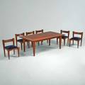 Jeffrey greene dining set extension table and six side chairs doylestown pa 1990s cherry wenge maple upholstery all pieces signed table 30 x 80 12 x 44 two 20 leaves chairs 30 1