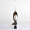 Harry balmer laurel lamp co table lamp usa 1970s iron copper enameled metal unmarked to finial 56 x 12 x 9