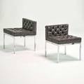 Style of milo baughman pair of tufted chairs chromed steel and vinyl unmarked each 22 12 x 17 12 x 19