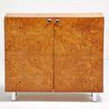Style of milo baughman twodoor cabinet usa 1970s burled wood chromed steel 33 12 x 38 x 15