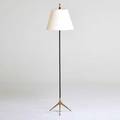 Style of carl aubock floor lamp 1950s unmarked enameled steel brass linen shade unmarked with shade 64 x 16 dia