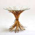 Italian side table 1960s gilt steel glass unmarked 24 x 27 dia