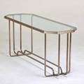 American art deco console table 1930s matte chromed steel glass unmarked 31 x 72 x 24
