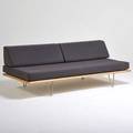 Modernica vleg case study daybed ca 2000 birch plywood matte chromed steel upholstery unmarked 27 x 74 x 34