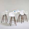Modernica four case study bar stools after charles and ray eames los angeles 2000s plastic reinforced fiberglass chromed and enameled steel walnut manufacturer labels 43 12 x 25 x 24