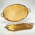 Designer two fauxbamboo trays usa mid20th c brass unmarked larger 23 12 x 12 12