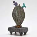 Adrian saxe glazed ceramic sculptural cactus oil lamp on attached stand missing one ear california ca 1980s signed saxe 13 x 6 14 x 4 12