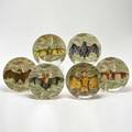 John derian set of six porcelain plates decorated with bats late 20th c artist signed 8 14