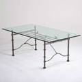 Ilana goor dining table 1990s patinated steel bronze glass signed 30 x 82 42