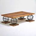 Jamie herzlinger plaza coffee table new york 2000s reclaimed railroad ties wroughtiron unmarked 15 12 x 54 12 x 36