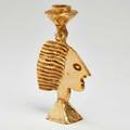 Pierre casenove fondica candlestick with stylized female face france 1990 gilt metal marked casenove fondica france 90 8 x 5 x 2
