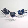 Brueton set of six brnostyle armchairs freeport ny 1980s chromed steel leather unmarked 30 x 23 12 x 23