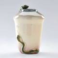 Weller eocean vase with frog and snake decoration zanesville oh impressed mark 8 x 5 dia