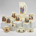 Roseville eleven dutch pieces tankard six mugs two teapots sugar and creamer zanesville oh ca 1915 unmarked tallest 12