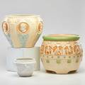Roseville three pieces ivory cameo jardiniere cameo ii jardiniere and ivory ii small jardiniere zanesville oh ca 191537 one marked tallest 9