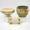 Roseville corinthian double bud vase and footed bowl together with normandy jardiniere zanesville oh 192334 most inkstamped tallest 7
