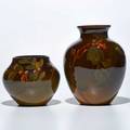 Jeanette swing rookwood two standard glaze vases decorated with berries cincinnati oh 190304 both marked taller 7