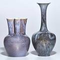 Rookwood two vessels in violet gray glaze cincinnati oh 194950 both marked taller 10