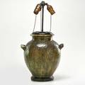 Fulper two handled urnshaped lamp base with bronze patinated fittings flemington nj inkstamp mark 20 12 x 12 x 9