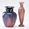 Fulper two wistaria glaze vases flemington nj 19101922 both marked taller 9