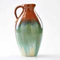 Fulper jug in mahogany green and ivory flambe glaze flemington nj 191016 inkstamped rectangular mark 11 x 6 dia