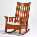 Limbert rocking chair grand rapids mi ca 1915 quartersawn oak upholstery branded mark 40 12 x 27 12 x 32
